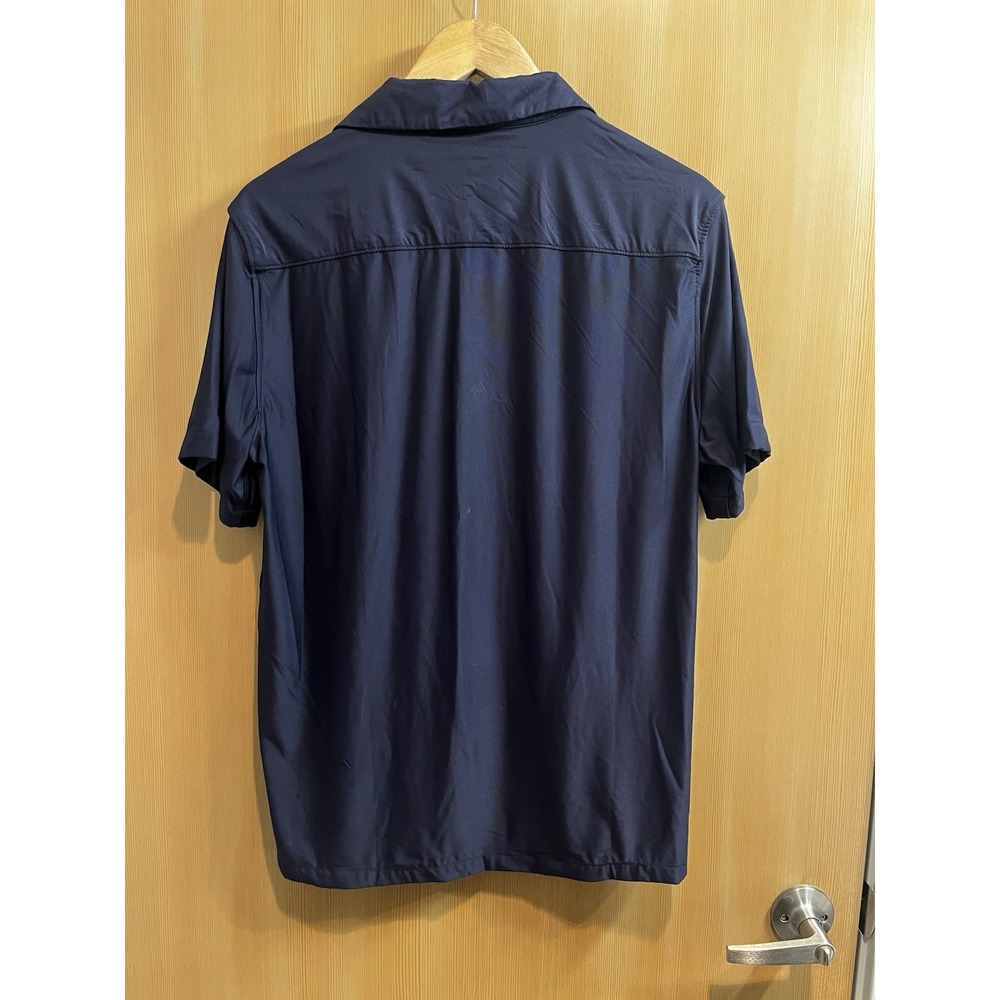 Porter & Ash Kinetic Stretch Shirt Mens Small Navy Blue Short Sleeve Camp Collar - Picture 2 of 9